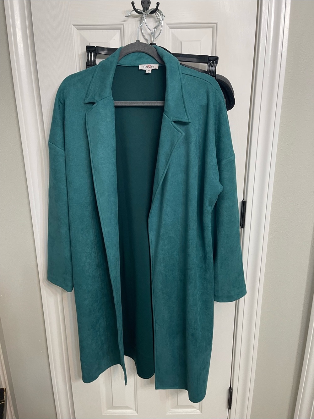 Teal Open-Front Longline Jacket